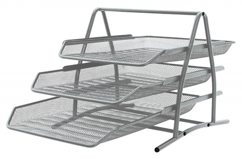 Лоток горизонтальний "3в1" метал. срібло KF00822 (Q-CONNECT)